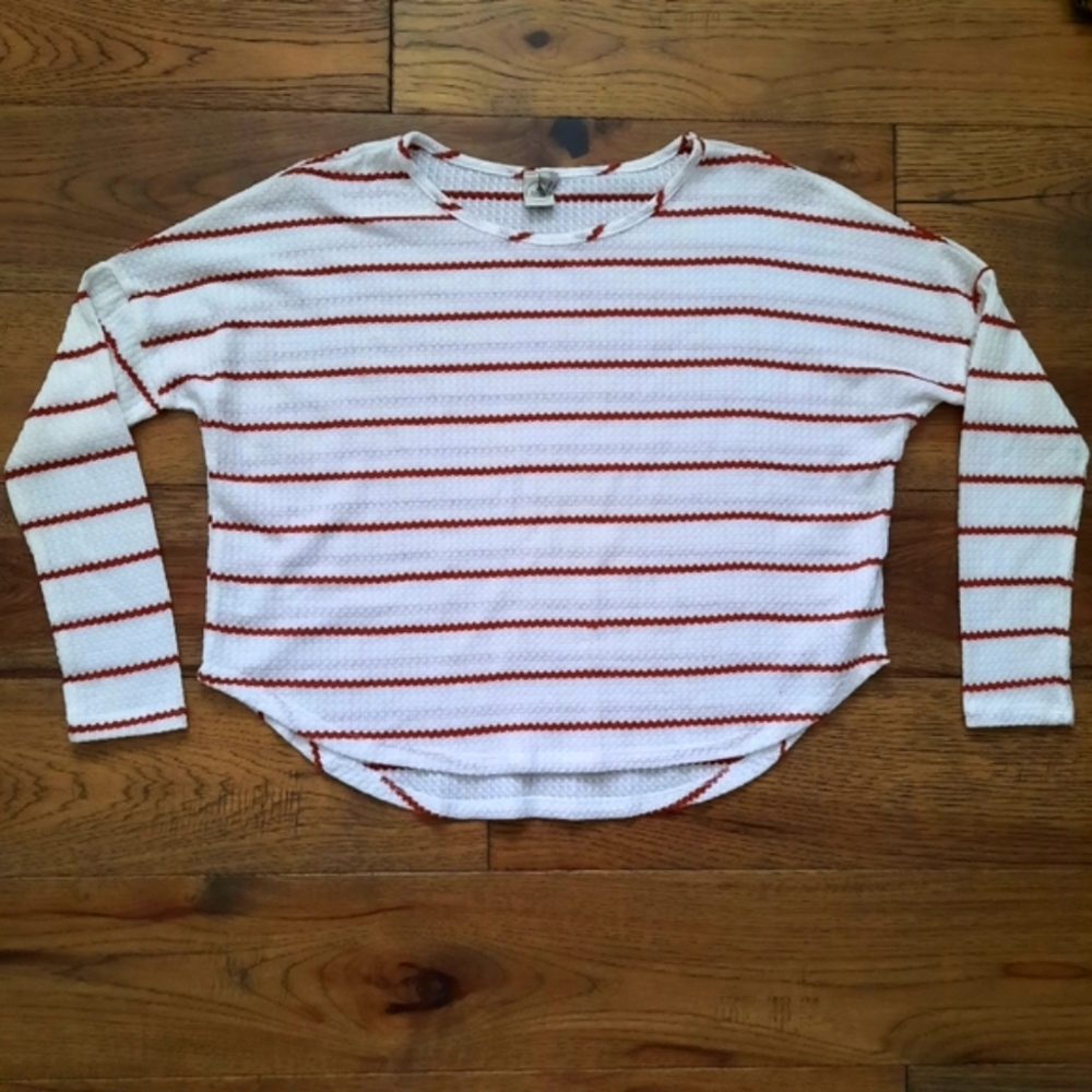 Paper Crane Anthropologie Waffle Knit Striped Oversized Top